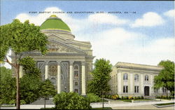 First Bapist Church And Educational Bldg Augusta, GA Postcard Postcard