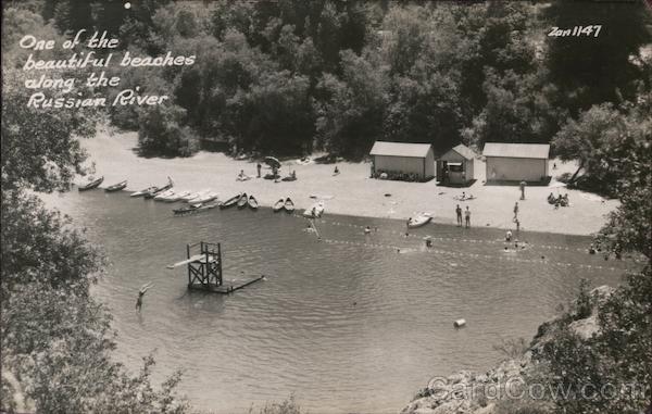 Odd Fellows Beach Russian River Guerneville Ca Postcard