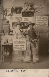 Studio: Cowboy Bar, Man in fur chaps and gun. Postcard