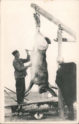 Man Gutting a Giant Rabbit, A Winters Supply Exaggeration F.D. Conard Postcard Postcard Postcard