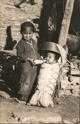 Indian Child Feeding Indian Baby Postcard