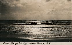 Stormy Evening, Ocean Beach J-120 Postcard