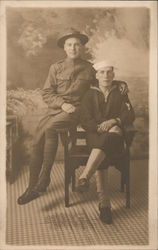 Studio Portrait of two young military men Postcard Postcard Postcard