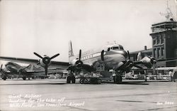 Giant Airliner Loading for the Takeoff, Mills Field Airport San Francisco, CA Postcard Postcard Postcard