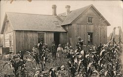 Snapshot of Family and Farmhouse Family Portaits Postcard Postcard Postcard