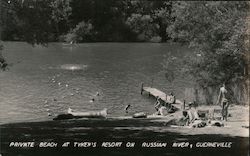 Private Beach at Tyken's Resort on Russian River Guerneville, CA Postcard Postcard Postcard