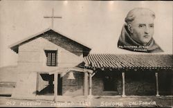 Old mission founded 1823. Fr. Junipero Serra, founder Postcard