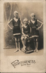 Three Girls in Bathing Suits and Caps Boyes Hot Springs, CA Postcard Postcard Postcard