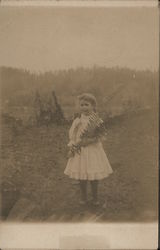 Girl Holding Ferns Postcard