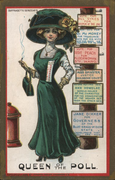 Queen of the Poll Womens Suffrage Postcard