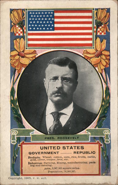 President Theodore Rooselvelt Theodore Roosevelt Postcard