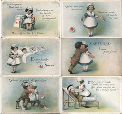 Set of 6: Red Cross Children, Girl Nurse, WWI Postcard Postcard Postcard