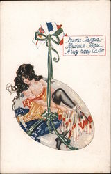 A Very Happy Easter -- Woman in Lingerie Coming out of an Egg Postcard