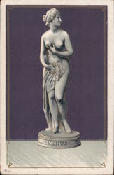 Sculpture of Venus, nude and holding a drape Postcard