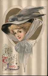 A Token of Love - Big Hat With Bird Postcard