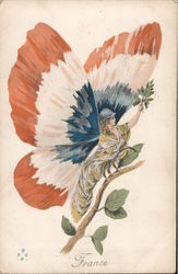 Fantasy Fairy Butterfly with French Flag Wings Postcard