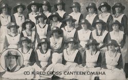 Group pose of Co. K. Red Cross Canteen Omaha Women Postcard Postcard Postcard