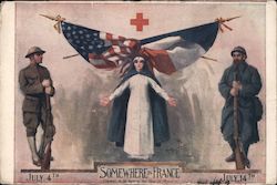 Somewhere in France July 4th July 14th Red Cross Postcard Postcard Postcard