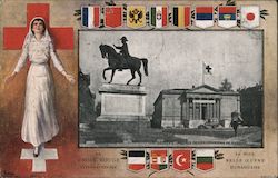 Red Cross Nurse, Country Banners, Geneve. Agence Des Prisonniers De Guerre. Postcard Postcard Postcard