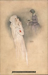 The Call. Red Cross praying to Florence Nightingale. Postcard Postcard Postcard