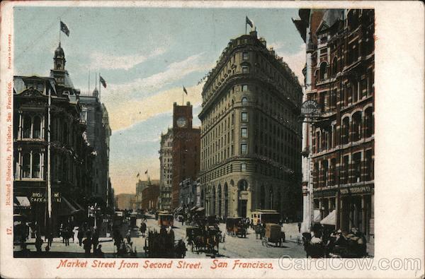 Market Street from Second Street San Francisco, CA Postcard