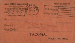 Return Receipt form Tacoma, WA Postcard Postcard Postcard