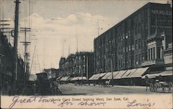 Santa Clara Street looking West San Jose, CA Postcard Postcard Postcard