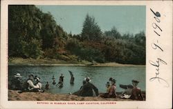 Bathing in the Russian River, Camp Vacation Postcard