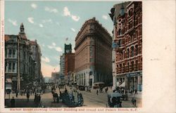 Market Street Showing Crocker Building and Grand and Palace Hotels Postcard