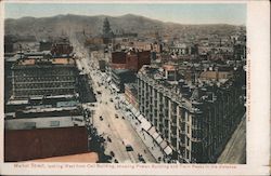 Market Street, looking West from Call Building, showing Phelan Building and Twin Peaks in distance Postcard