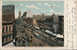 Market Street, looking east toward Ferry Building from Turk and Mason Sts. Postcard