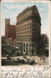 Market and Post Streets showing Crocker and Chronicle Buildings, San Francisco California Postcard Postcard Postcard