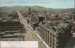 Looking up Market Street - Everything Destroyed by Earthquake April 18, 1906 San Francisco, CA Postcard Postcard Postcard