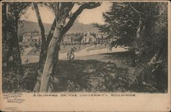 A glimpse of the university buildings. University of California Postcard