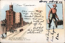 View Looking Down market Street Showing Chronicle Building Postcard