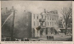 Coles Hotel Fire March 23, 1906 - Just Before Firemen has the Fire Under Subjection Postcard