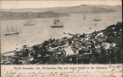 North Sausalito , Cal., Richardson Bay and Angel Island in the Distance. California Postcard Postcard Postcard