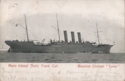 Russian cruiser "Lena". Mare Island Navy Yard Vallejo, CA Postcard Postcard Postcard