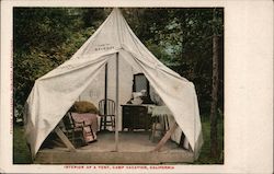 Interior of a Tent, Camp Vacation Postcard