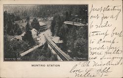 Montrio Station. Train on track, buildings Monte Rio, CA Rhea Foto Postcard Postcard Postcard