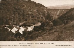 Crystal Springs Dam San Mateo, CA Postcard Postcard Postcard