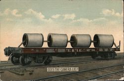 Does the camera lie? Erie 8704 Train car with four spools of thread. Postcard