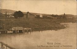 Water Scene: Silk Mills and Shoe Factory in Background Petaluma, CA Postcard Postcard Postcard