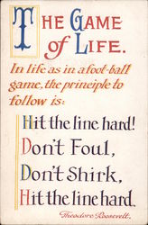 The Game of Life quote from Theodore Roosevelt Postcard Postcard Postcard