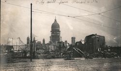 City Hall from Market & 10th - Earthquake and Fire San Francisco, CA 1906 San Francisco Earthquake Original Photograph Original  Original Photograph