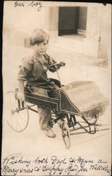 Boy driving a toy pedal car Children Postcard Postcard Postcard