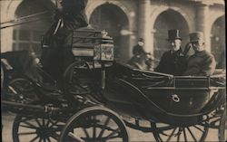 President Wilson in horse drawn carriage, WWI Postcard