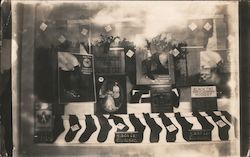 Black Cat Hosiery window display Postcard