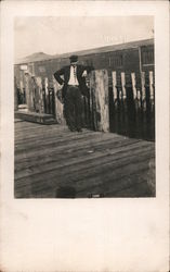 Man posing on pier San Francisco, CA Postcard Postcard Postcard