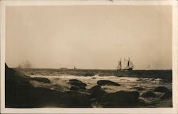 Siling ship off the coast Postcard